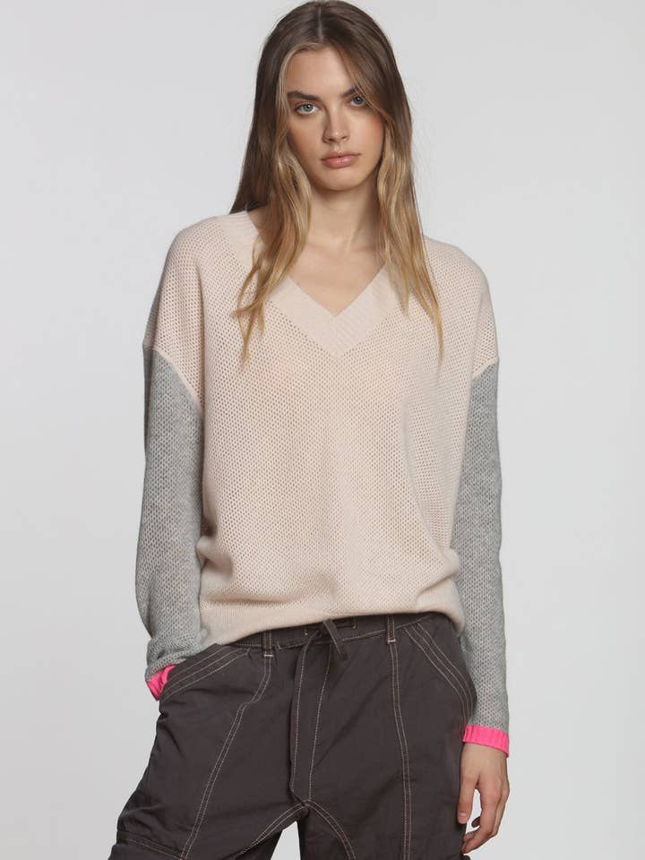 Sandra Block Crew - Nude/brouillard pour la vente par Label + Thread