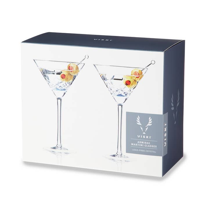 Viski - Wholesale Cocktail/Liquor Glass - Admiralâ„¢ Vintage-Style Crystal Martini Glasses - Set of 2
