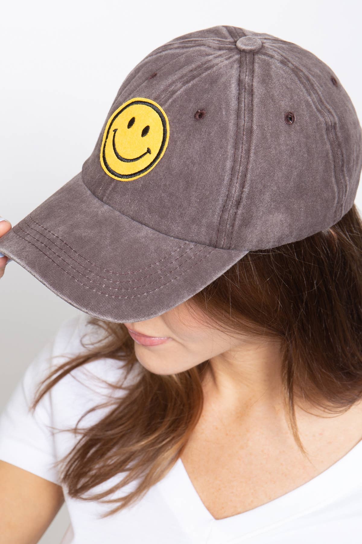 Love and Repeat - Vente Casquette de baseball – femme - CASQUETTE TENDANCE DÉLAVÉE À L'ACIDE SMILEY2