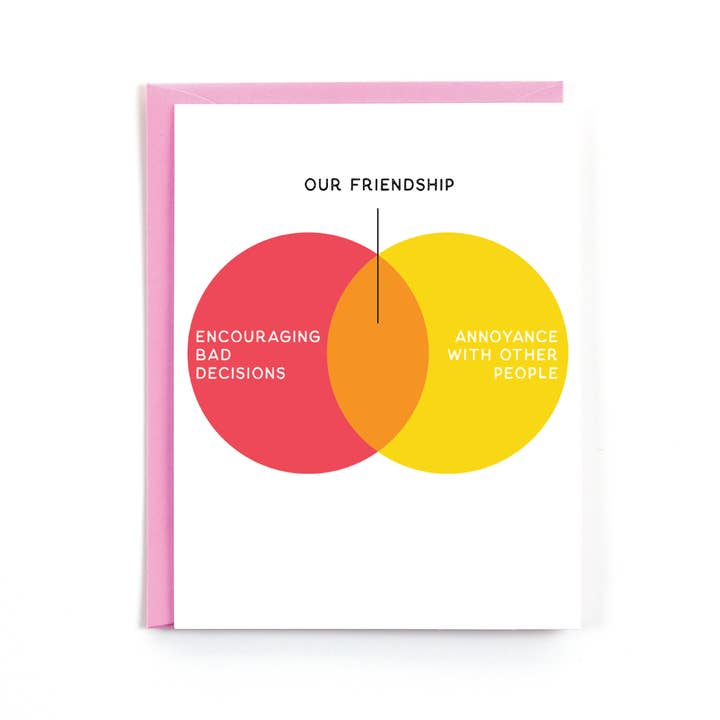 Venn Diagram Friendship Card for wholesale by Public School Paper Co.