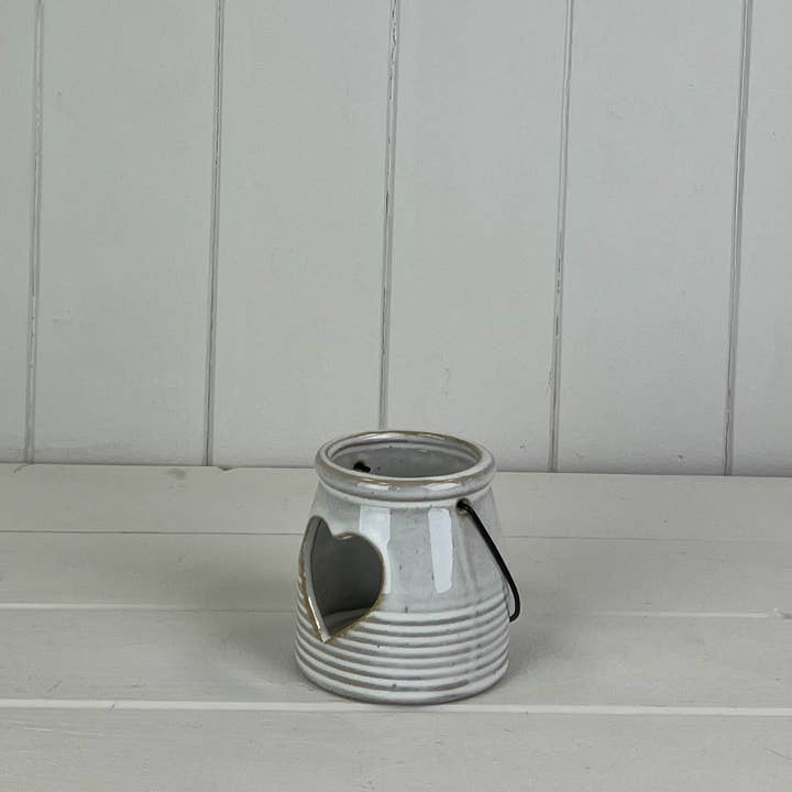 Ceramic Tealight Holder With Heart Cut Out for wholesale by Satchville