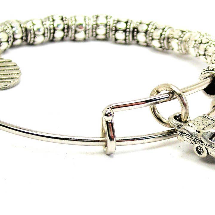 Police Car Metal Beaded Bracelet Occupations Back the Blue for wholesale by Chubby Chico Charms