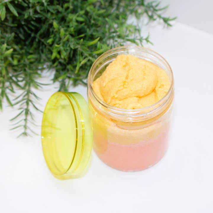 Baba Yaga Designs LLC - Wholesale Body Scrub/Exfoliant - Mango Pear Peach 8 oz Sugar Scrub Emulsified Vegan Skin Care