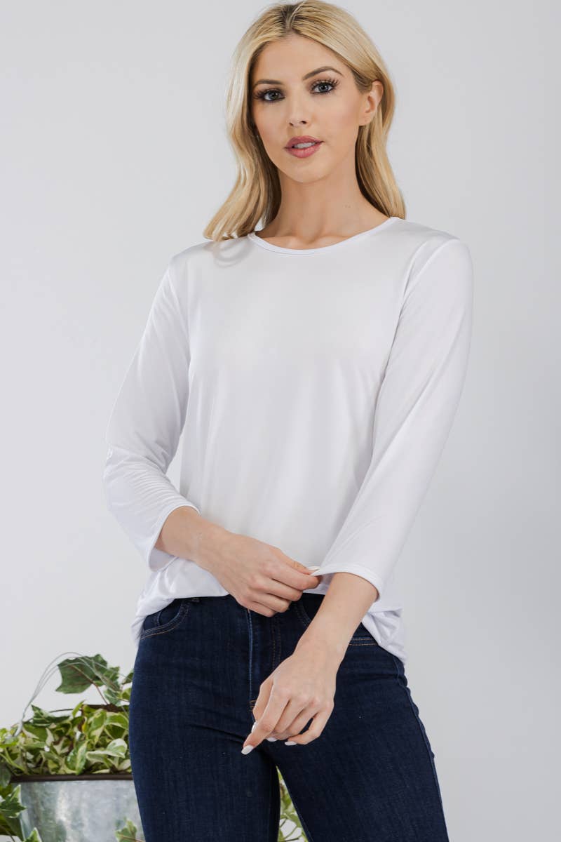 Celeste Clothing - Wholesale T-Shirt - Women's - CLASSIC 3/4 SLEEVE CREW NECK TOP -CT1321420