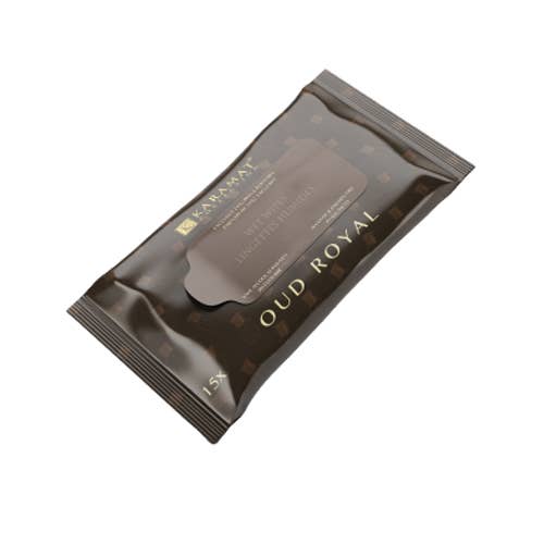 MAISON KARAMAT - Wholesale Face & Body Wipes - OUD ROYAL - POCKET SIZE WIPES 15 WIPES