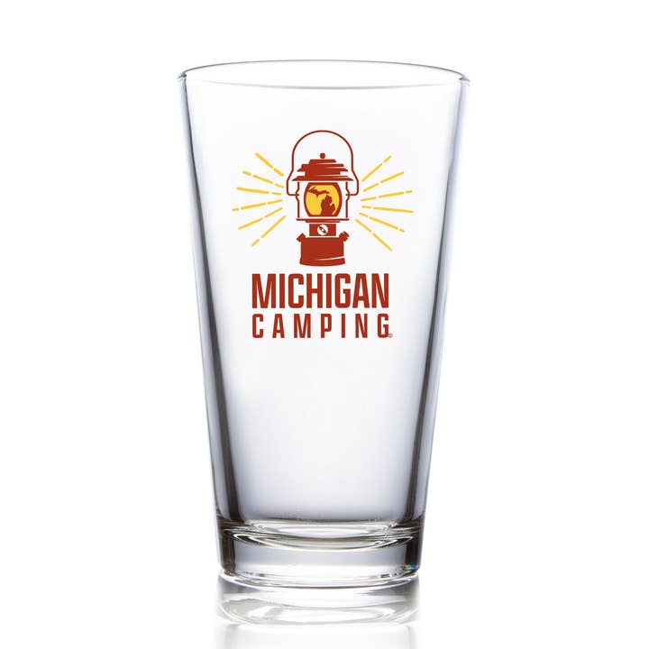 Michigan Camping Red Lantern Pint Glass for wholesale by Right On Michigan