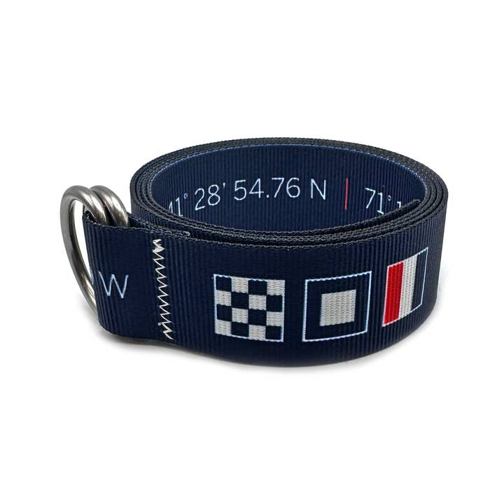 Ceinture de régate Newport Signal Flags lat/Long pour la vente par Lemon & Line