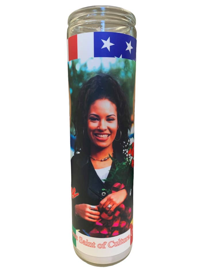 Selena ~ Patroness Saint of Cultura Chicana Candle for wholesale by Fan Faithful