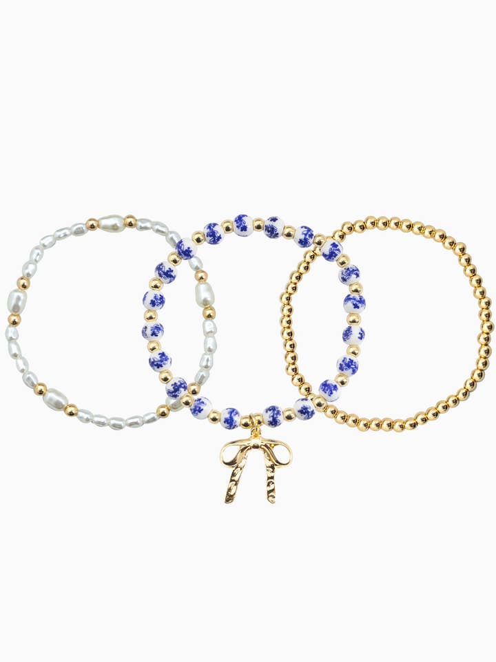 Conjunto de 3 Pulseiras Elásticas com Contas de Cerâmica por atacado de Sessori