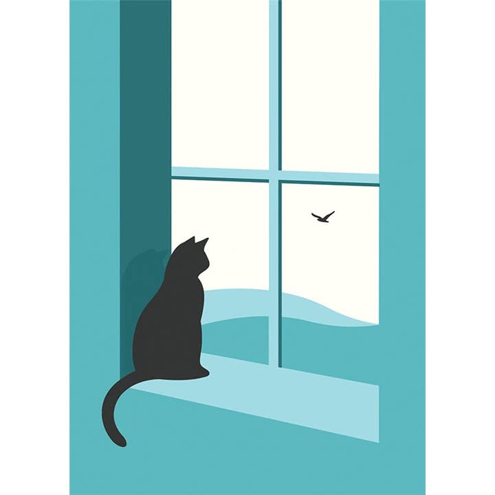 Greeting Card Watching Through the Window for wholesale by Natural Partners Limited