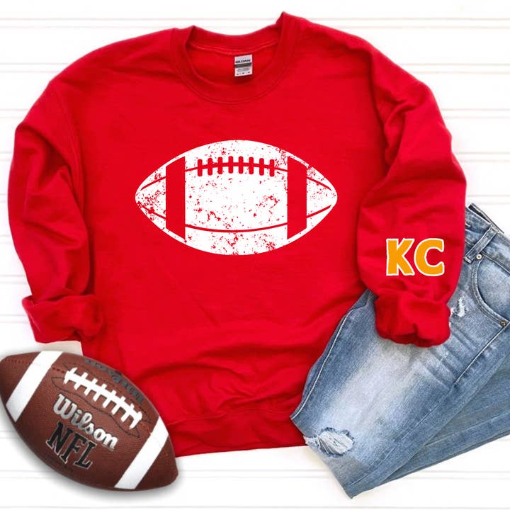 Sweatshirt à manches de football KC pour la vente par Farmtown Printing Company
