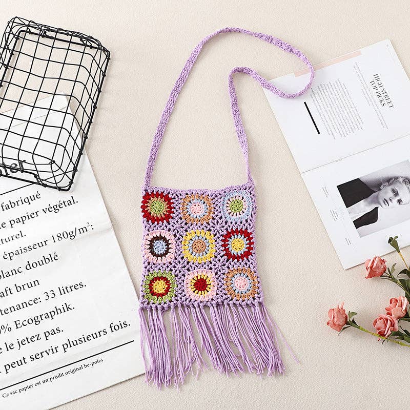 Funkyrel® Atzbranding Limited – Engroshandel Crossbodytaske - Dame – Tassel Hækletaske - Udsøgt Skuldertaske3