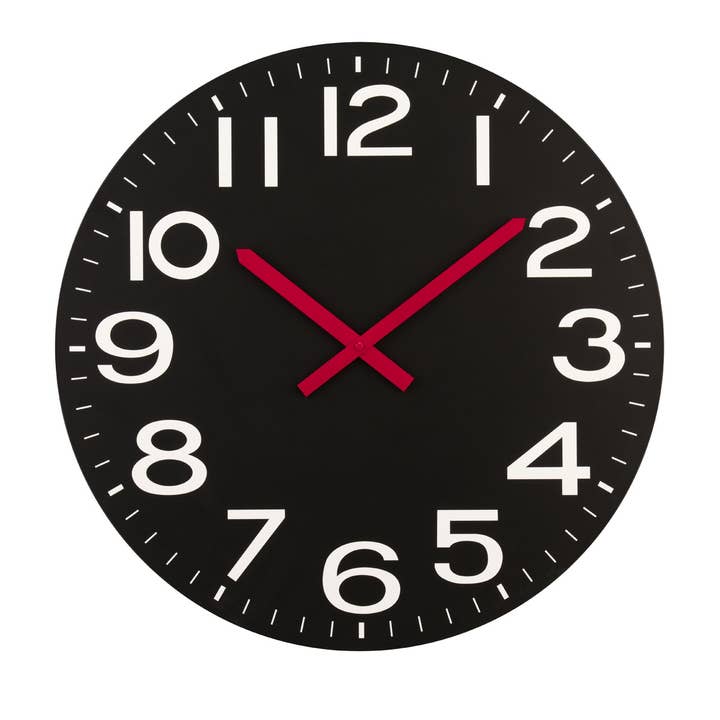 Interiors by Premier – wholesale Wall clock – Black MDF and White Numbers Wall Clock