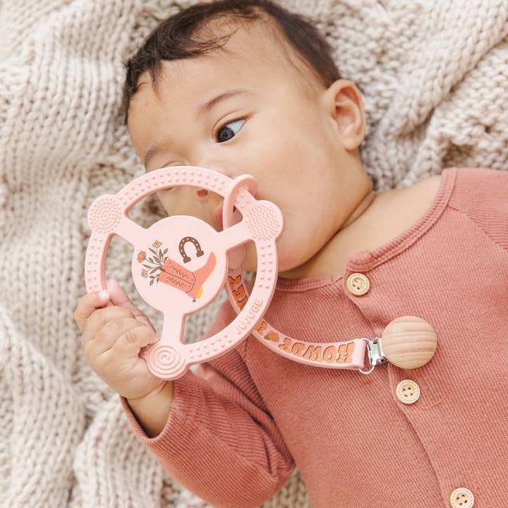 JuJuBe - Wholesale Teether (Not Clip-On) - Baby - Silicone Teether Ring with Detachable Clip Bloomin' Boot