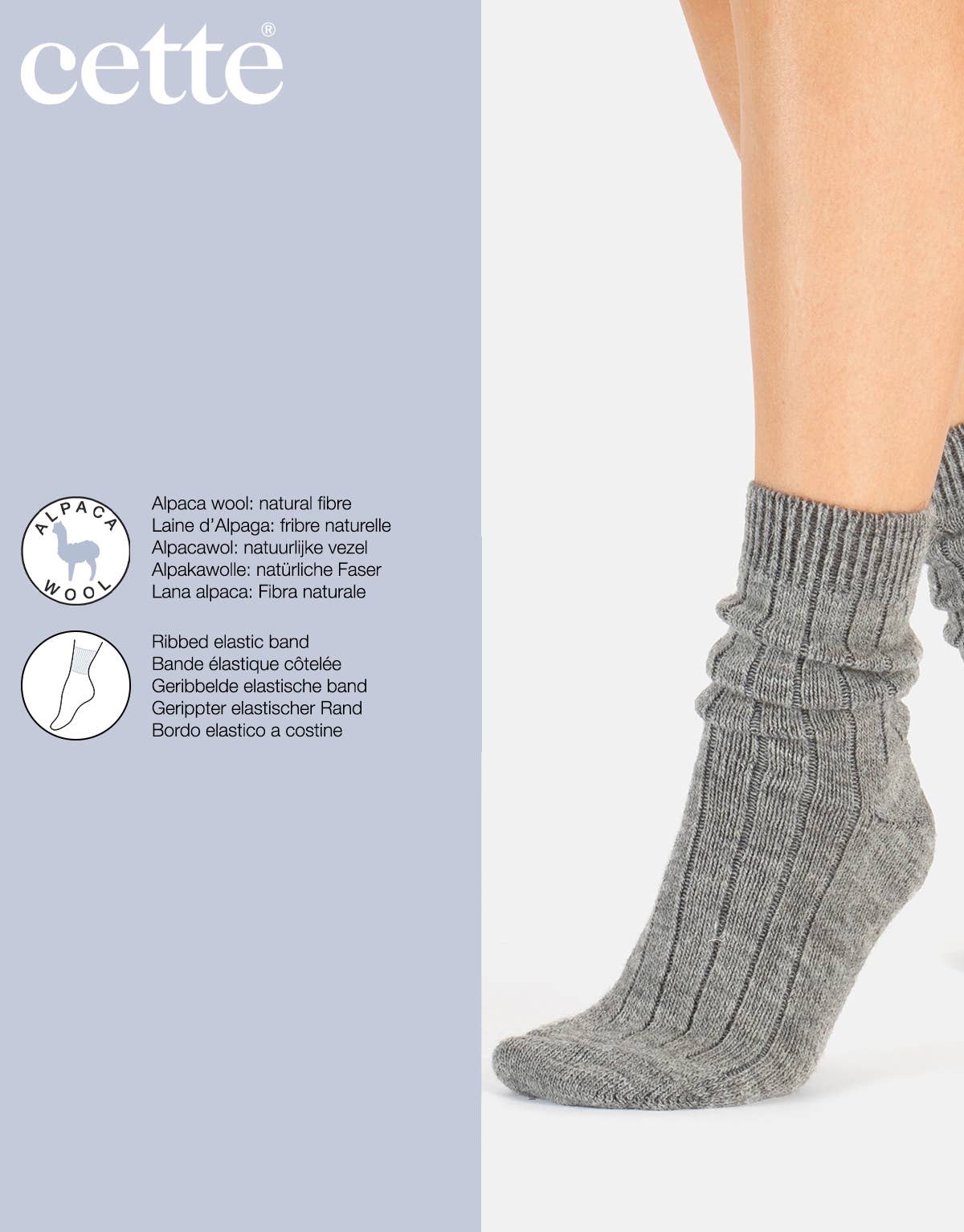 Cette – wholesale Strumpor - Dam – Alpackaullsockor med ribbat mönster, vinterstrumpor6