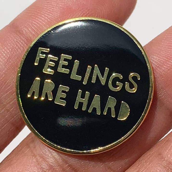 Feelings Are Hard | Pin de metal esmaltado duro chapado en negro para venta al por mayor de By Akki