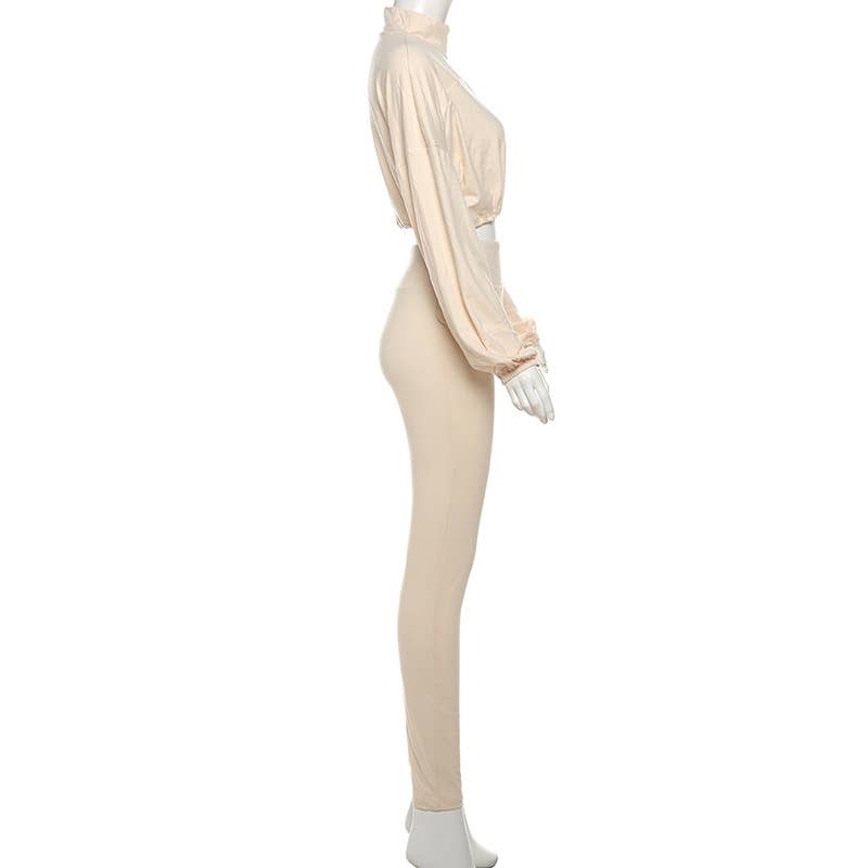 Lily Clothing - Wholesale Top & Pant Set (NOT Loungewear) - Women's - Drawstring Crop Top High Waist Skinny Pants Set42