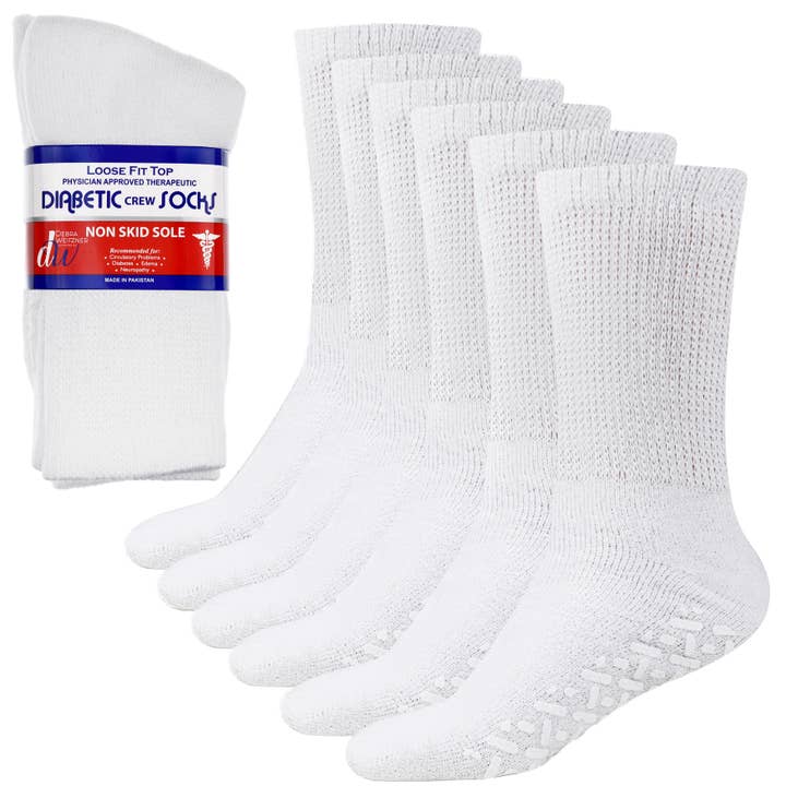 Diabetic Ankle- Socks WITH GRIPS - 6 Pairs for wholesale by Debra Weitzner