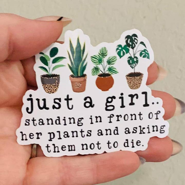 Just A Girl-Plant Mama Sticker/Magnet for wholesale by Oily Graphic Creations