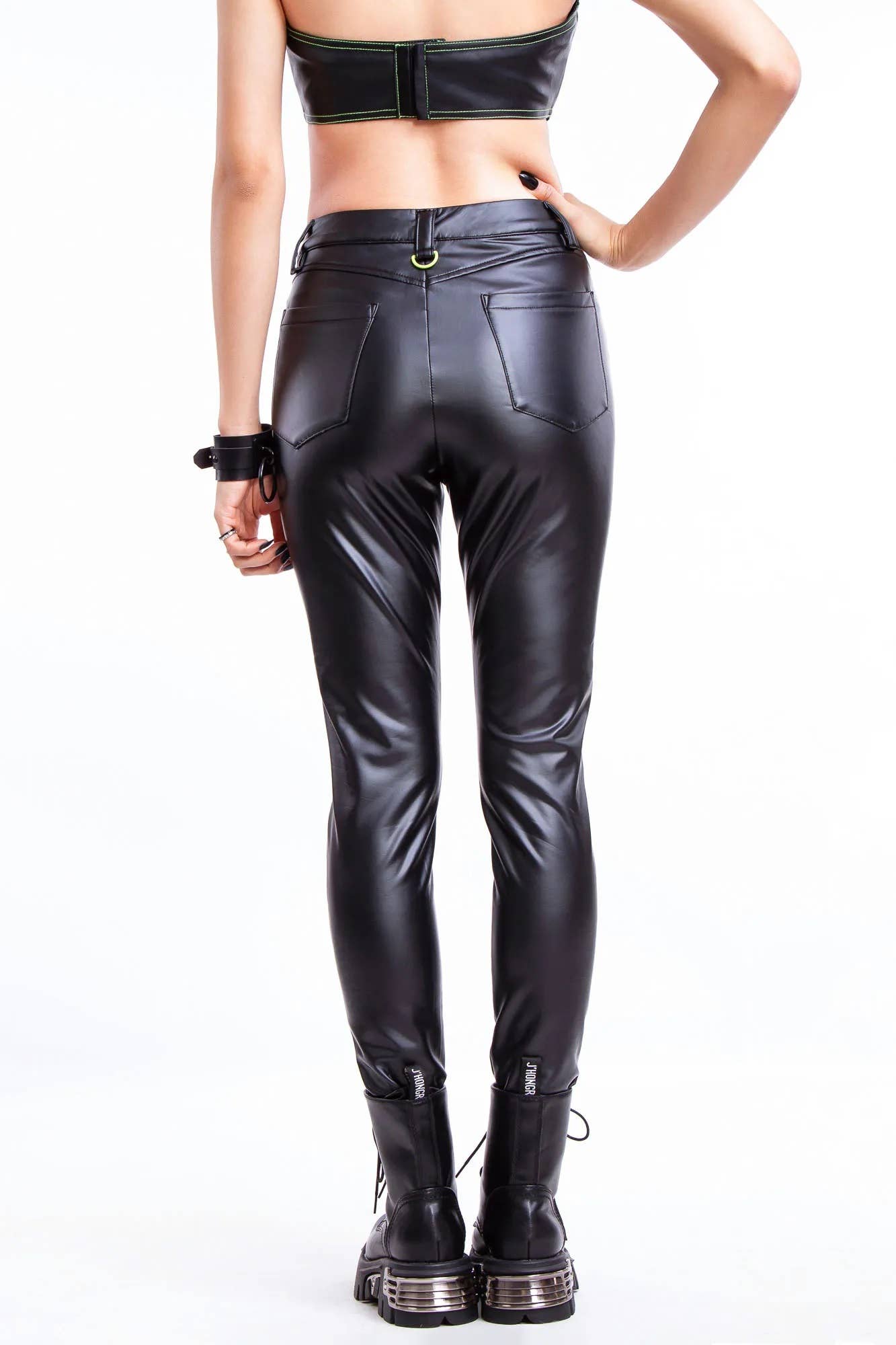 Western Fashion - Wholesale Pants - Women's - Punk Knight Lace Up Skinny Leather Pants1