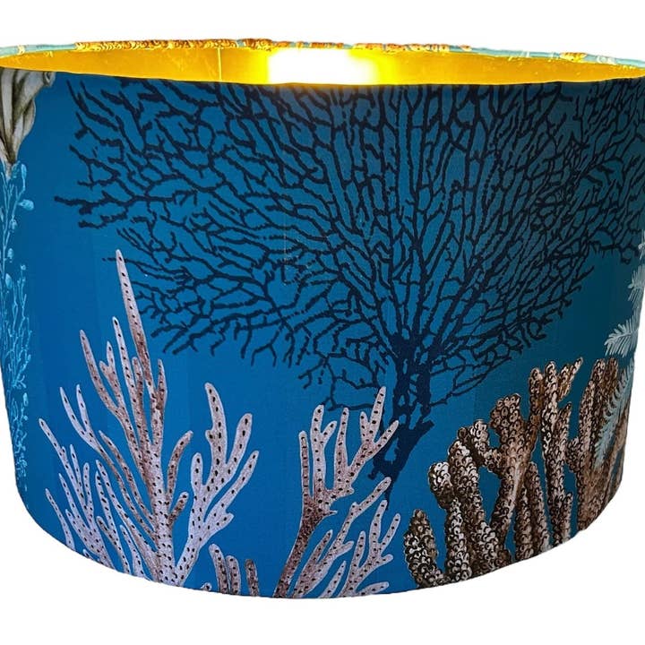 Dramatic Coral Reef Print Lampshade with Gold Lining for wholesale by Lampshades By Hannah