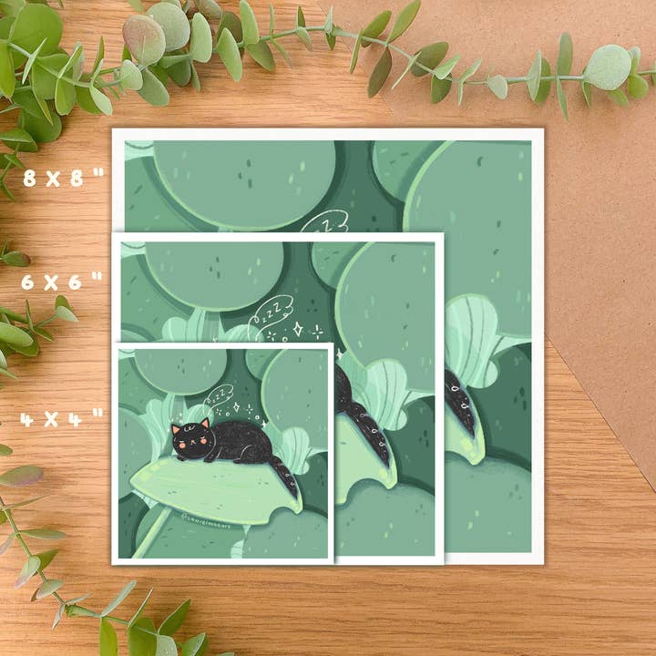 Lámina artística cuadrada Cat Nap para venta al por mayor de Laurel Mae Art