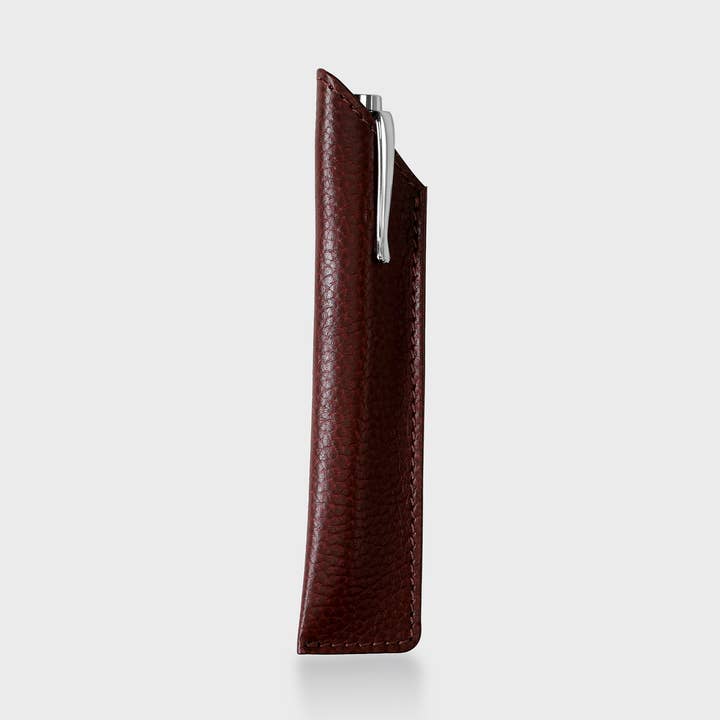 Pebble Grain Leather Pen Holder - Cherry Red for wholesale by Acorn and Hide