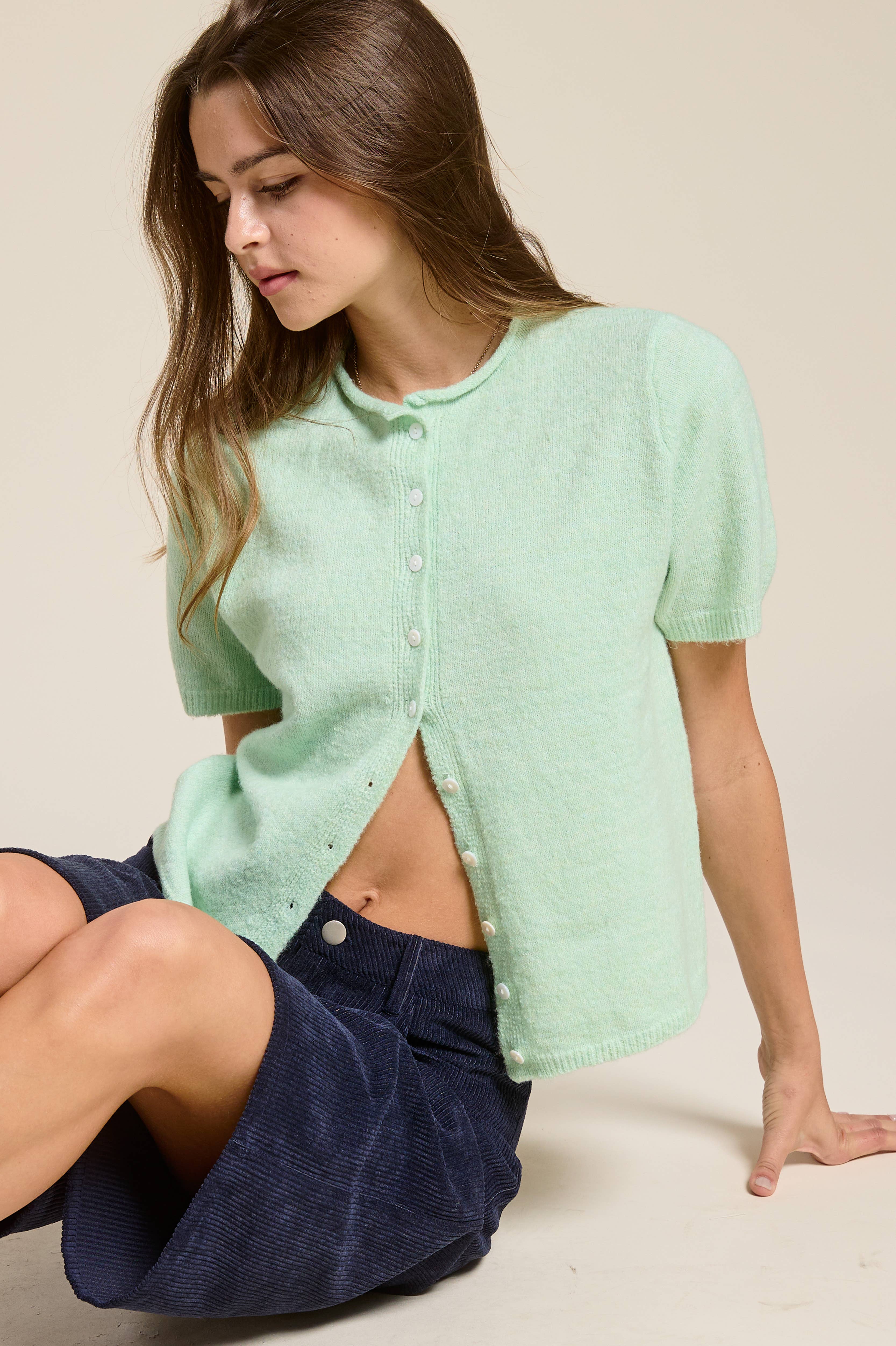 Mimosa - Wholesale Cardigan - Women's - Short Sleeve Button Down Cardigan Top34