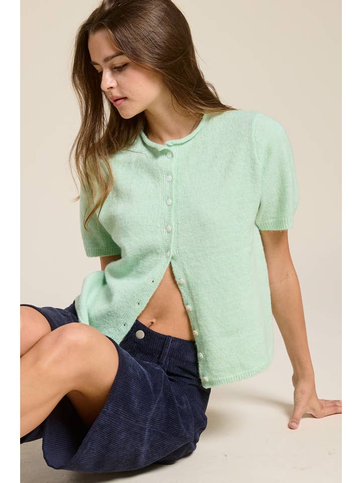 Mimosa - Wholesale Cardigan - Women's - Short Sleeve Button Down Cardigan Top34