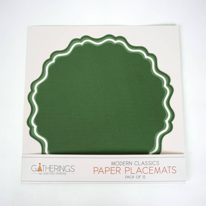Gatherings by Curated Paperie - Wholesale Disposable Placemat - MCL23-PL4- Green Fancy Scallop Paper Placemats5