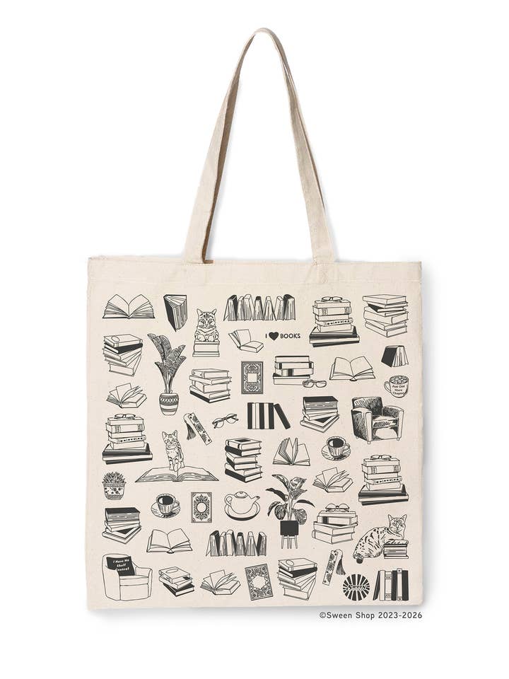 Book Reading Cotton Canvas Tote Bag Literary & Teacher Gift for wholesale by Sween Shop