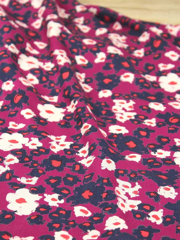 Carlota Pink Magenta Ecovero Viscose Twill Fabric for wholesale by Eglantine et Zoé