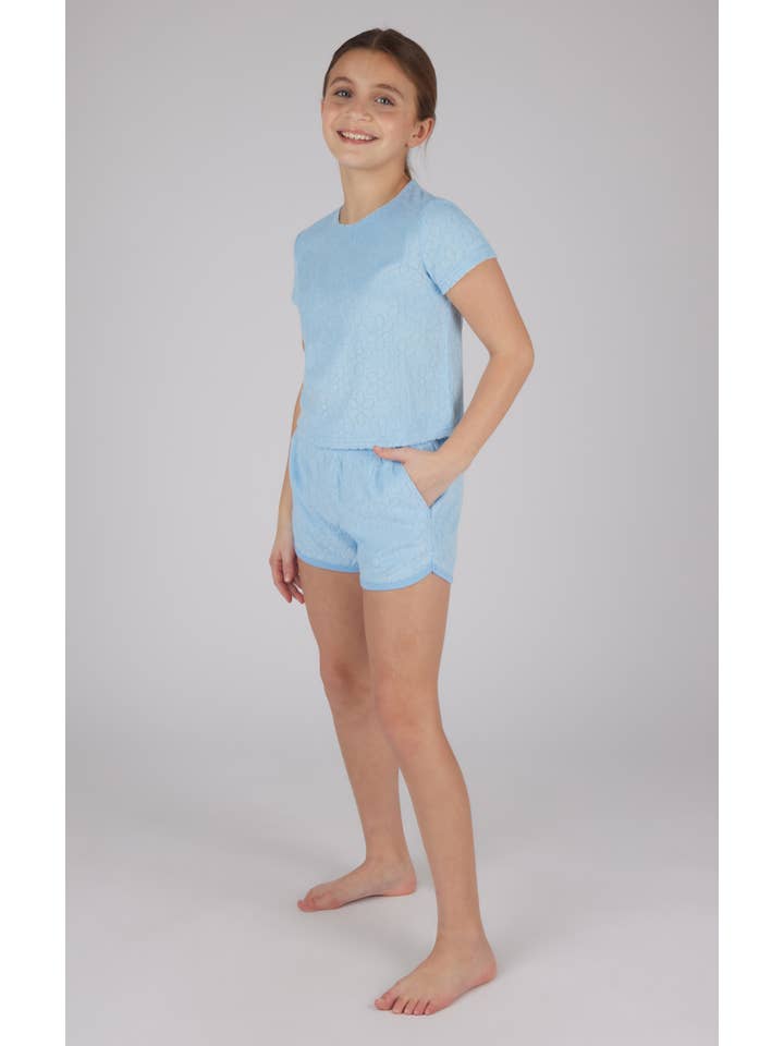 90 Degree by Reflex & Yogalicious - Wholesale Top & Short Set - Kids - Girls Towel Terry Short Sleeve Top and Short - 2 PC Set6