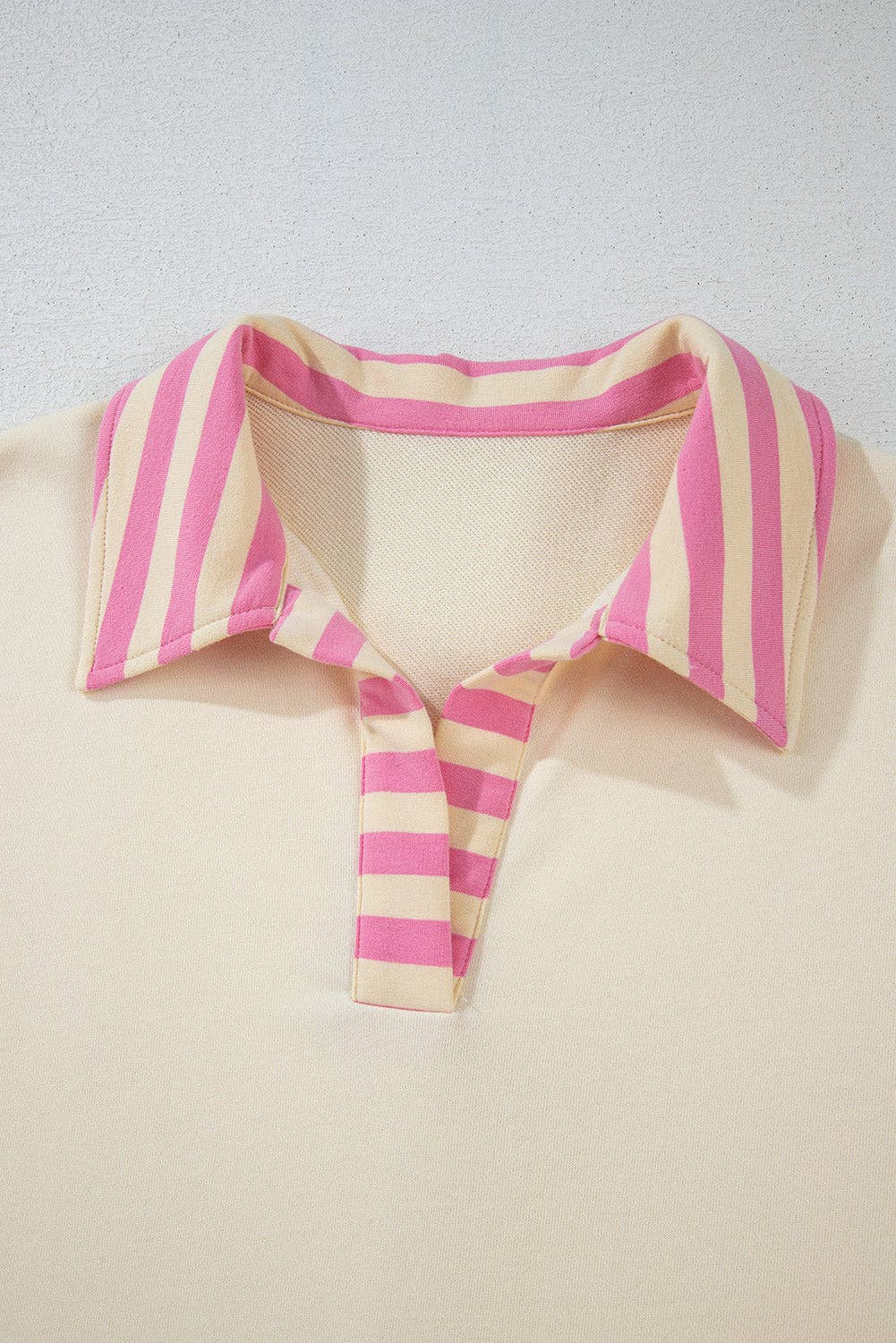 Pink Stripe Juliana Patchwork Terry Knit Top for wholesale on Faire9