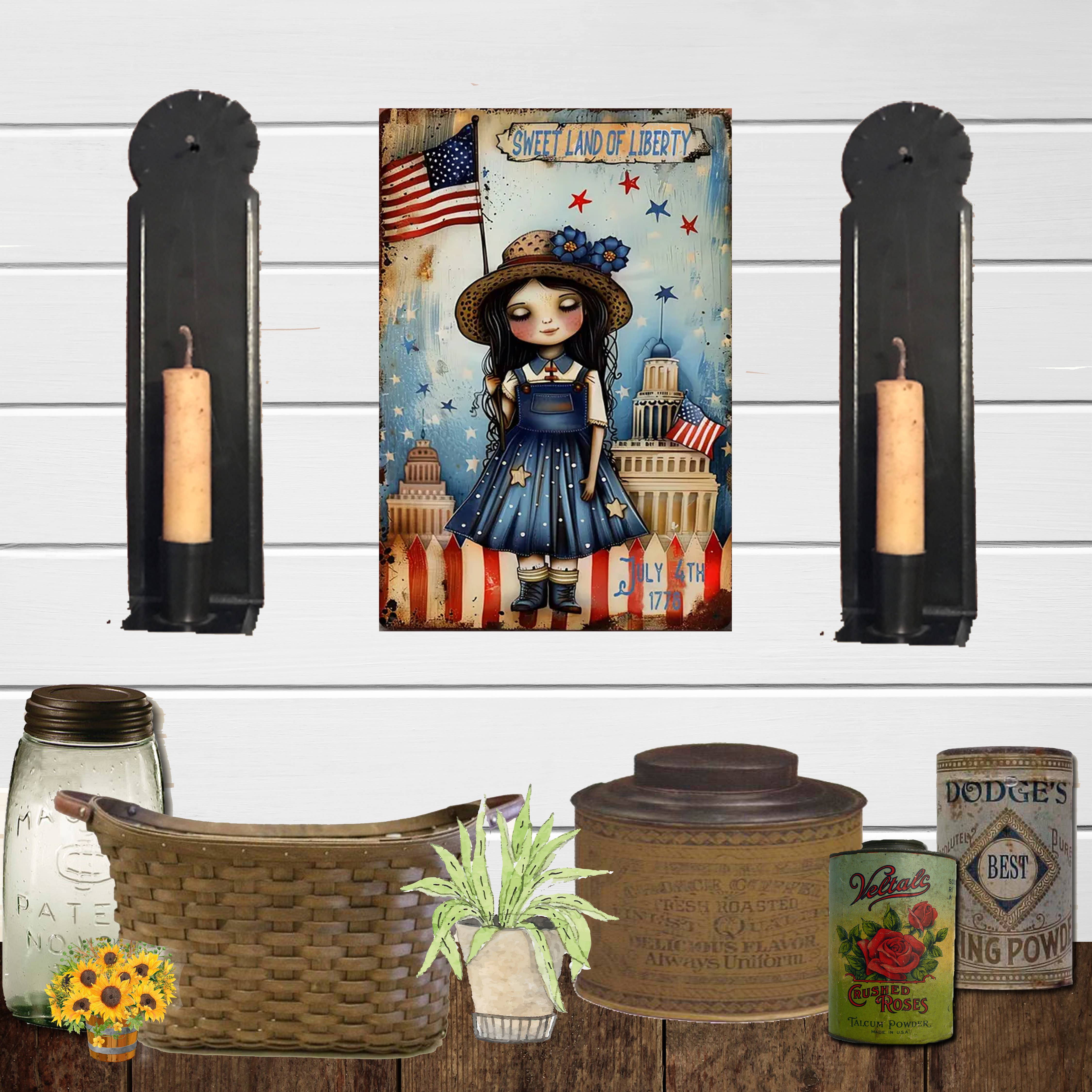 Bad Bunny Designs - Wholesale Sign -  Sweet Land of Liberty Girl  Metal Sign               2