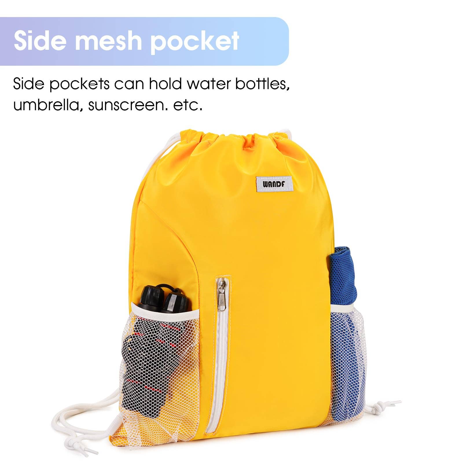 wandf - Vente Sac à cordon de serrage – unisexe - Sac à dos à cordon WF6038 Sports Gym avec poches en maille40