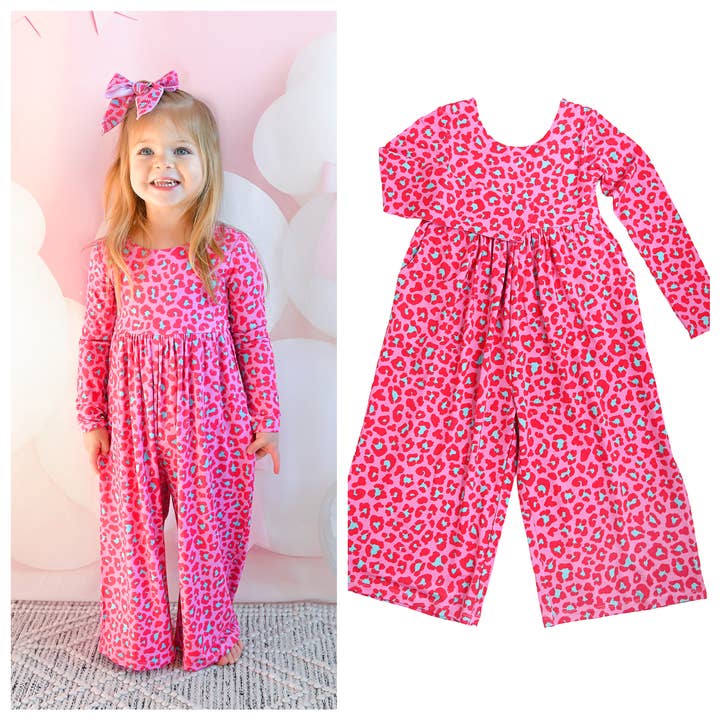 Zuri Leopard BRED BEN ROMPER Valentinsdag Bambustøj for engroshandel hos Gigi and Max