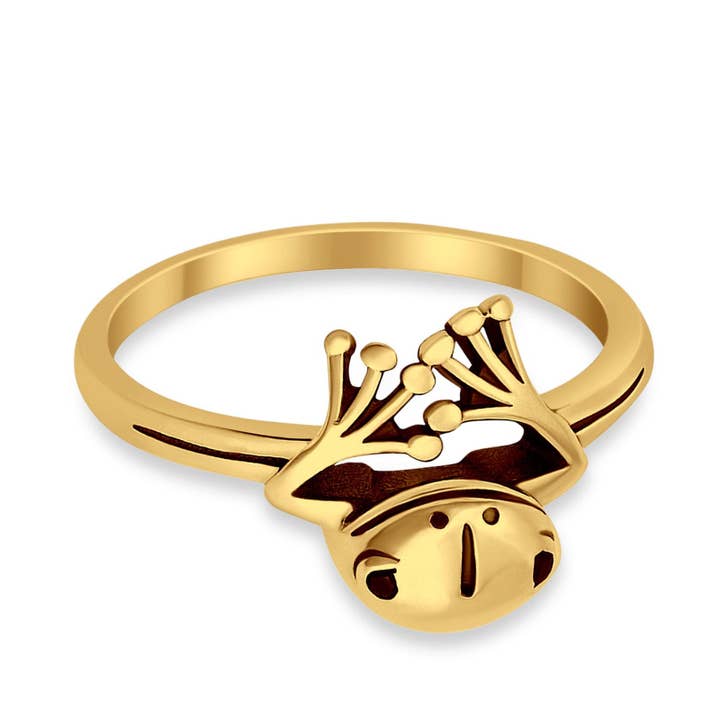 Oxidized Frog Ring Peeping Yellow Tone Plain Band for wholesale on Faire3