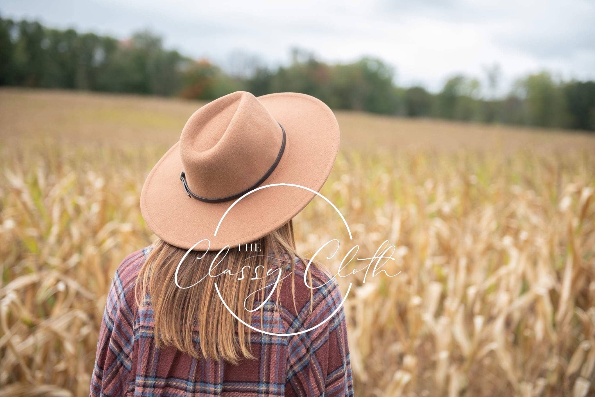 The Classy Cloth WS - Wholesale Fedora - Women's - Wide Brim Hat w/ Belt - Chocolate Tan RTS2
