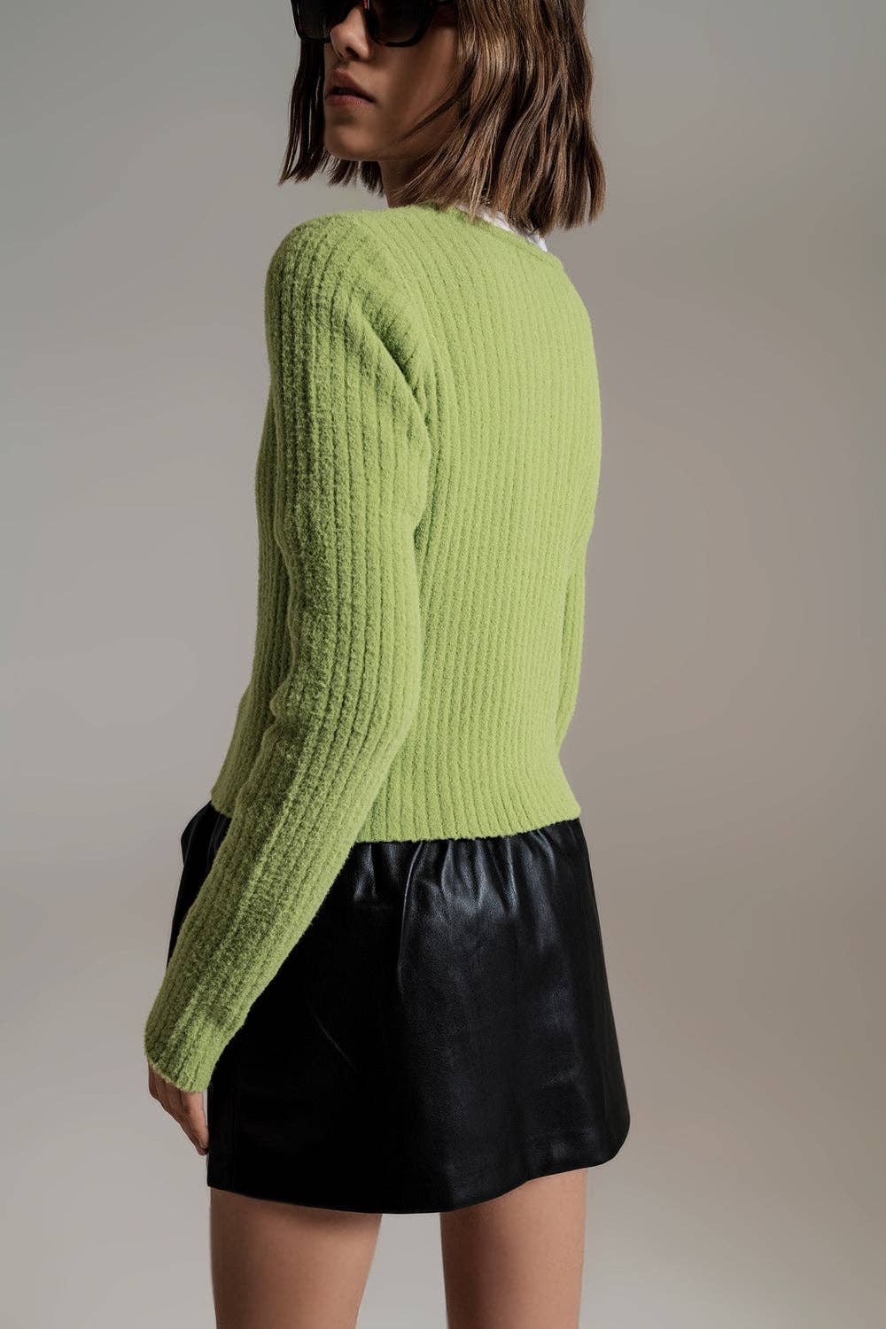 Vert Cardigan vert en maille douce et moelleuse en vente sur Faire1