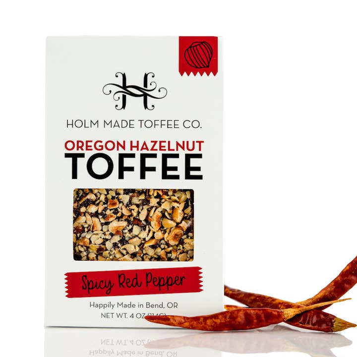Spicy Red Pepper - Oregon Hazelnut Toffee for wholesale by Holm Made Toffee Co.