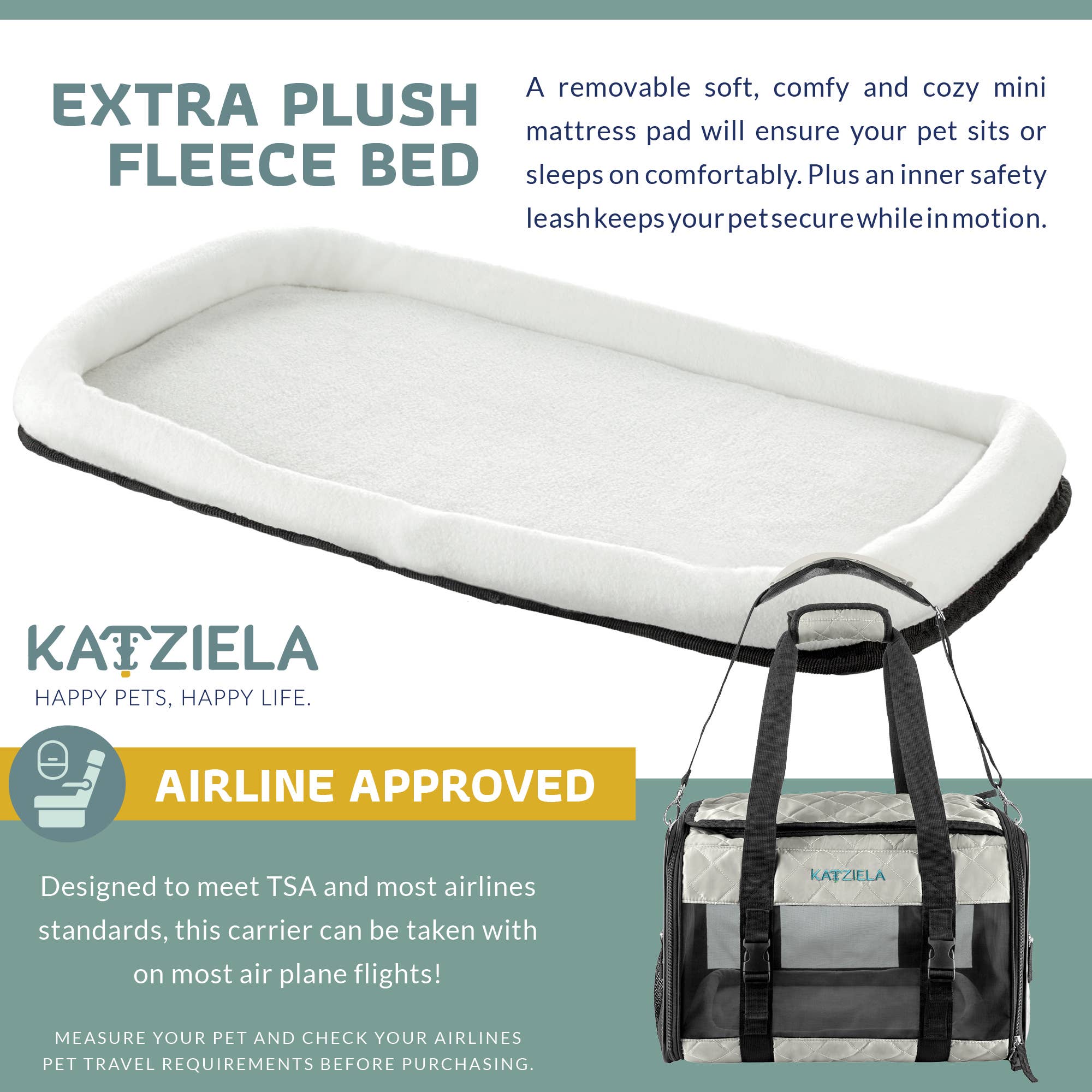 Katziela - Wholesale Pet Carrier - Cat/Dog - Airline Approved Quilited Companion Cat & Dog Carrier Gray3