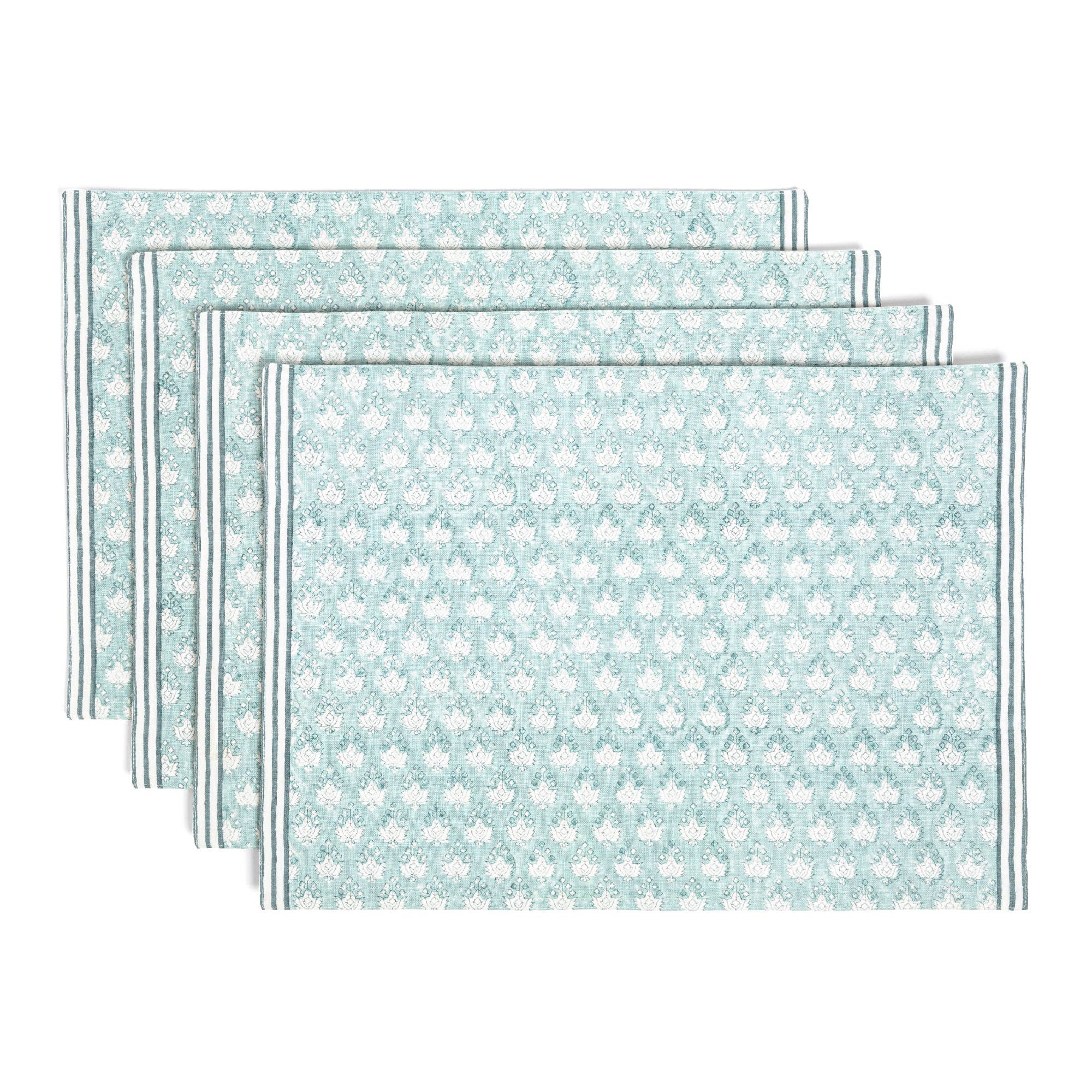 over&back - Wholesale Placemat - Artisan Hand-Blocked Placemats – 100% Cotton – Set of 40