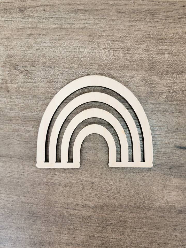 Rainbow Wood Cutout Shape, Unfinished Blank for DIY Crafts for wholesale by KobasicCreations