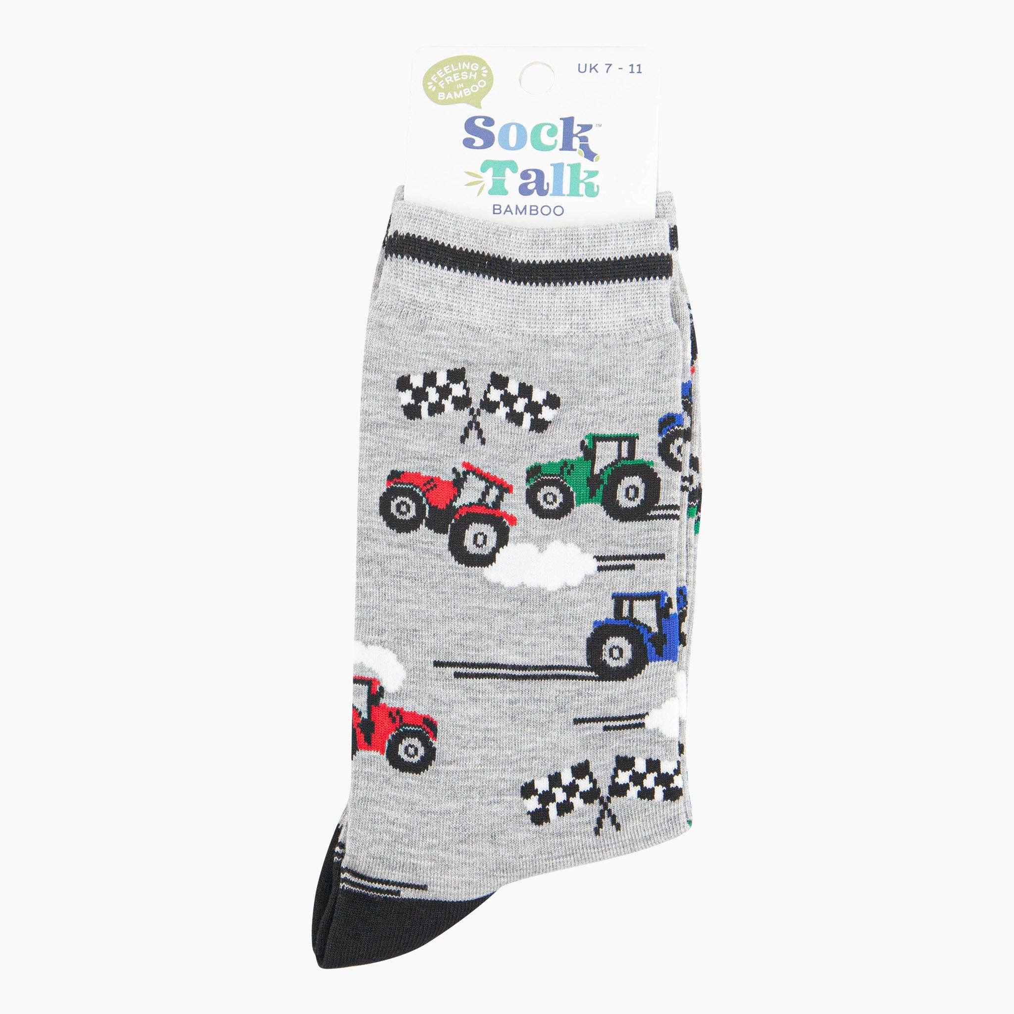 Sock Talk - Wholesale Socks - Men's - Men's Bamboo Socks - Grey, Tractor Racing3