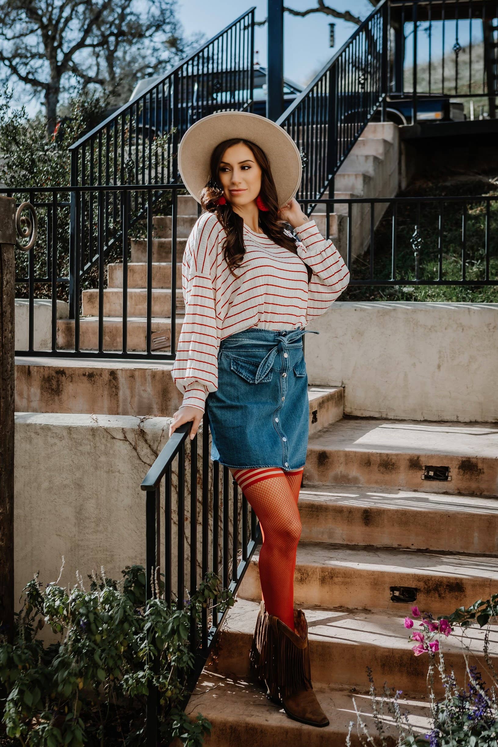 Kix'ies - Wholesale Stockings - Women's - Hosiery- Sandra Red Fishnets Thigh-Highs Stockings6