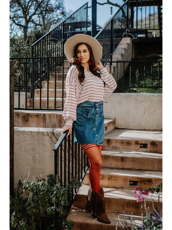 Kix'ies - Wholesale Stockings - Women's - Hosiery- Sandra Red Fishnets Thigh-Highs Stockings6