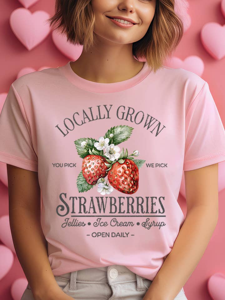 Locally Grown Strawberries Graphic Tee. for wholesale by DG WORLD