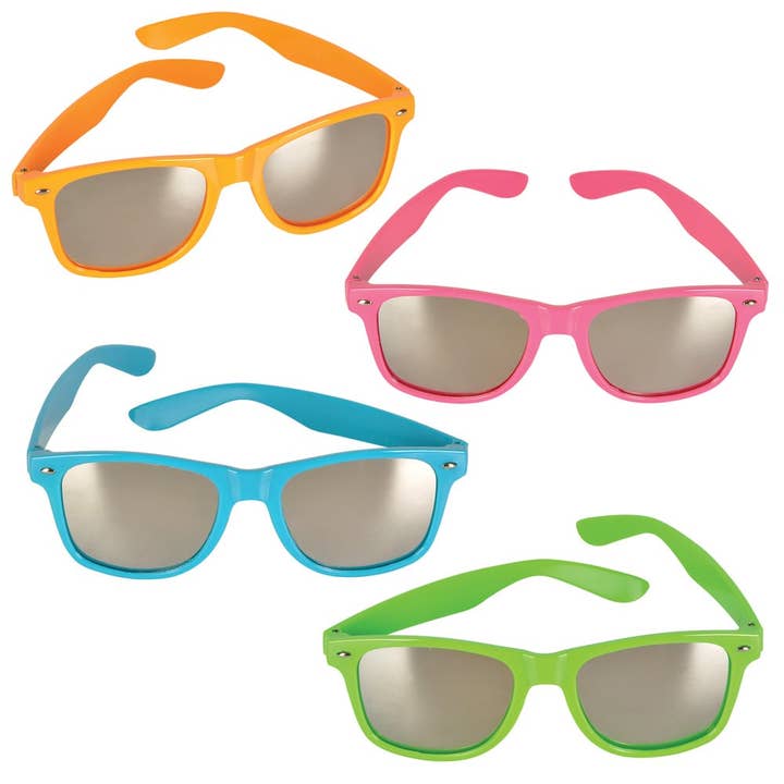 NEON COLOR SUNGLASSES WITH MIRROR LENS LLB kids toys for wholesale by La Luna Bella - Toys