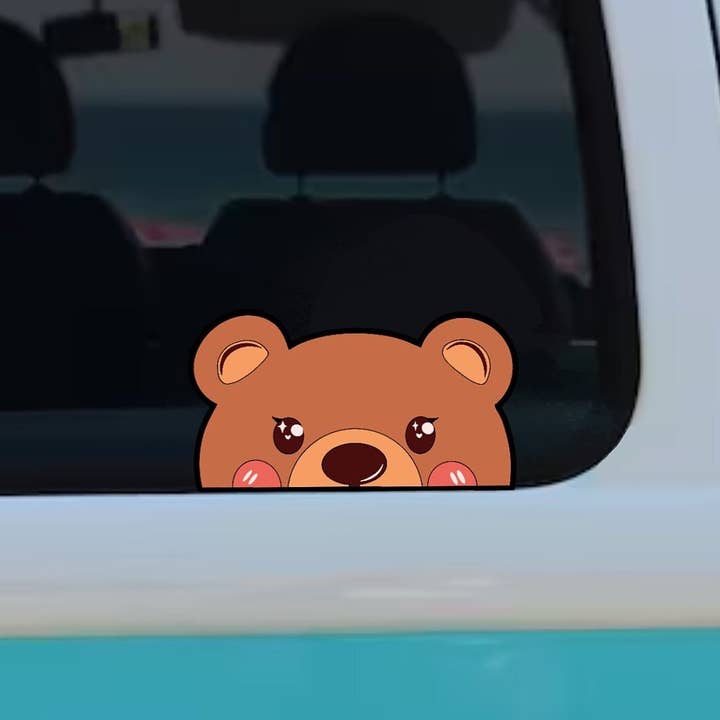 Söt Bear Peeker bildekal | Roligt stötfångarklistermärke för fordon för wholesale av Toadstool Creations
